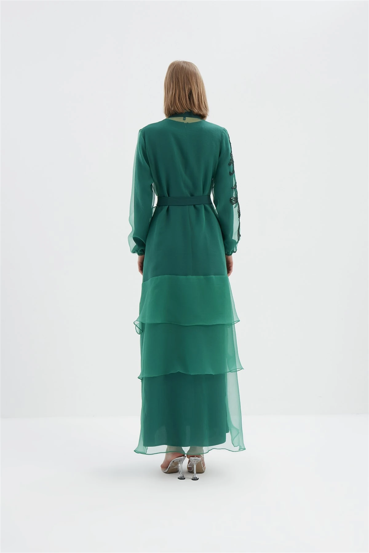 Vivian Kat Kat Tüllü İşlemeli Abaya