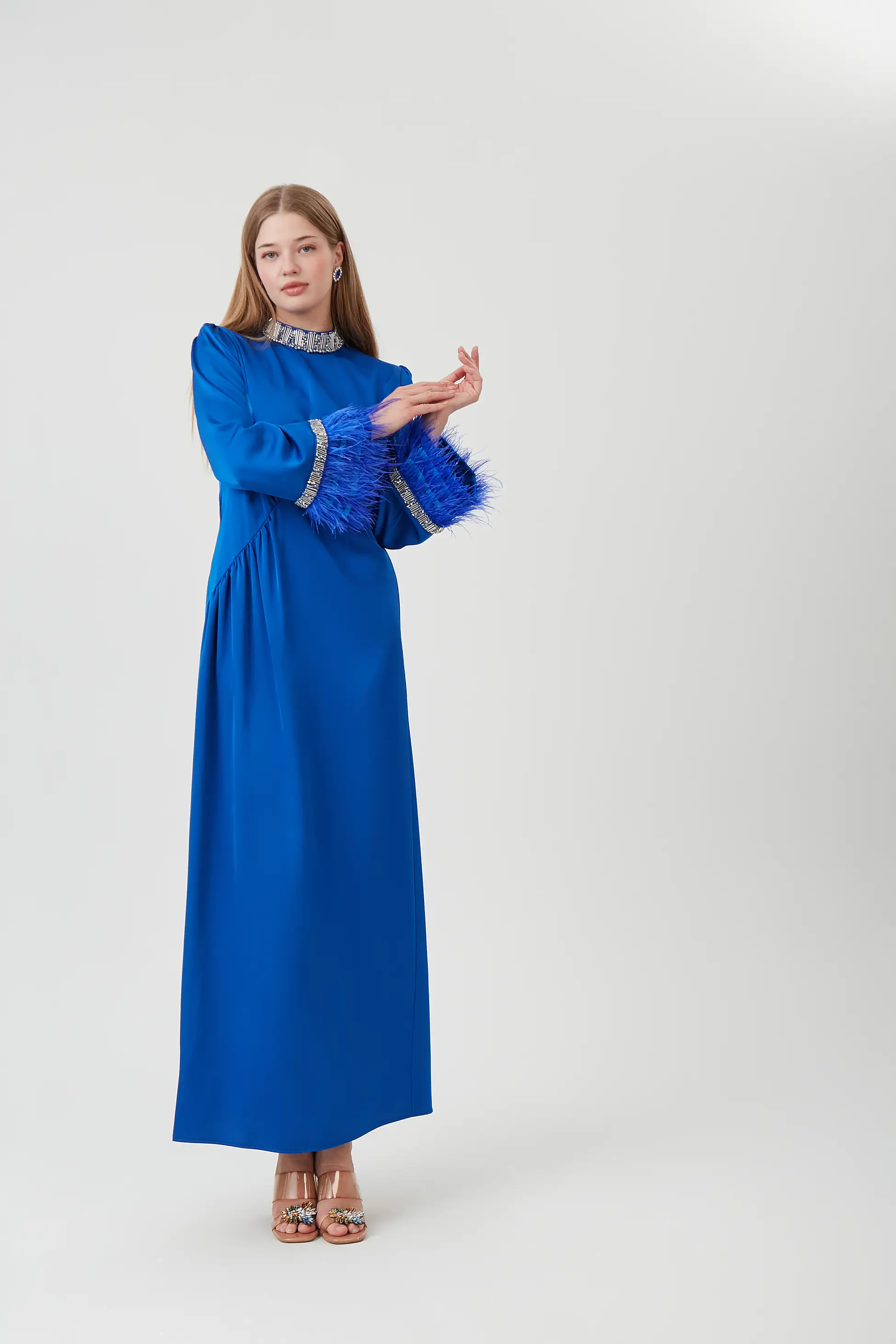 SULTAN MODEL SATEN TAŞLI ABİYE ELBİSE