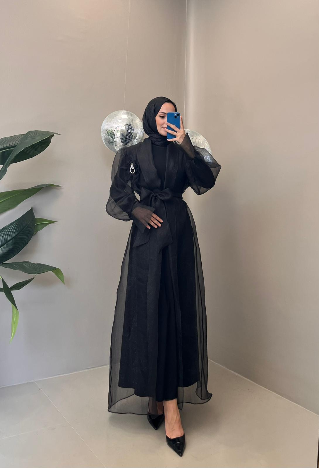 Bergama Çiçek Detaylı Abaya