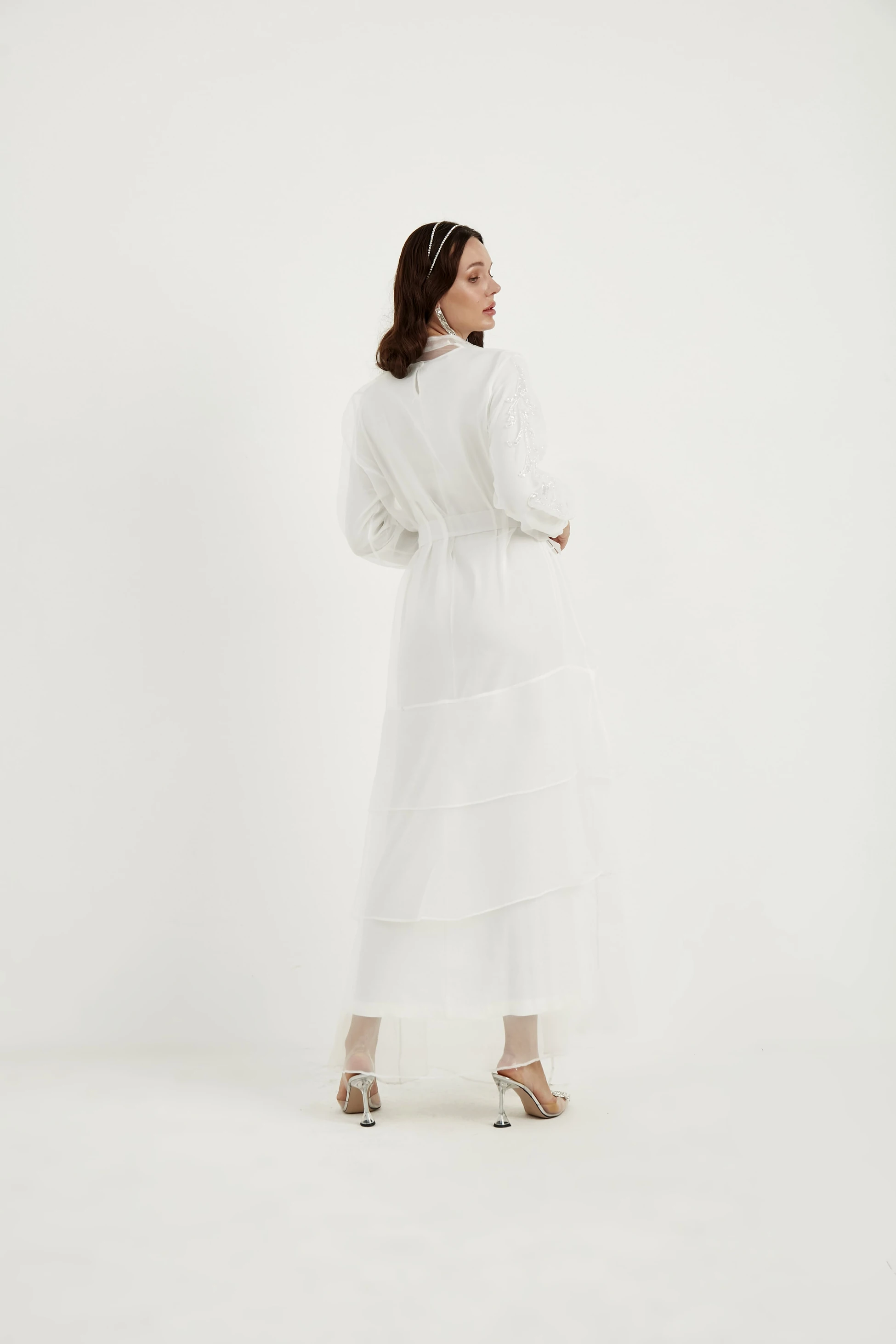 Vivian Kat Kat Tüllü İşlemeli Abaya
